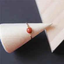 天然南紅瑪瑙リング【14Kゴールドコーティング・手作り・ワイヤーラップデザイン】