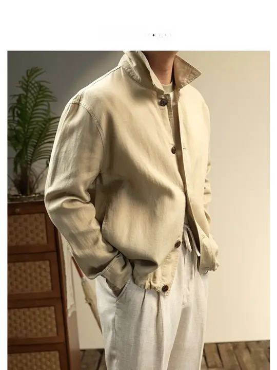 軽量透湿 天然素材のジャケット【男女兼用・カジュアル・ヴィンテージデザイン】（セットアップ対応）