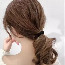 10本セット ベージュカラー シームレスエラスティックヘアゴム