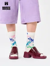 ミドル丈ソックス ユニセックス オリジナル柄 着回し 個性的 カジュアル 春夏「Happy Socks」
