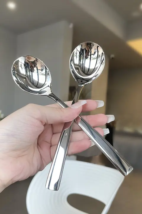 食品用ステンレス製ロングハンドルスプーン【高品質・子供用・家庭用】