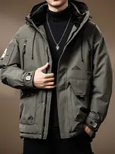 高品質 白鹅绒使用のアウトドアワークダウンジャケット【秋冬用・フード付き・ゆったりサイズ】