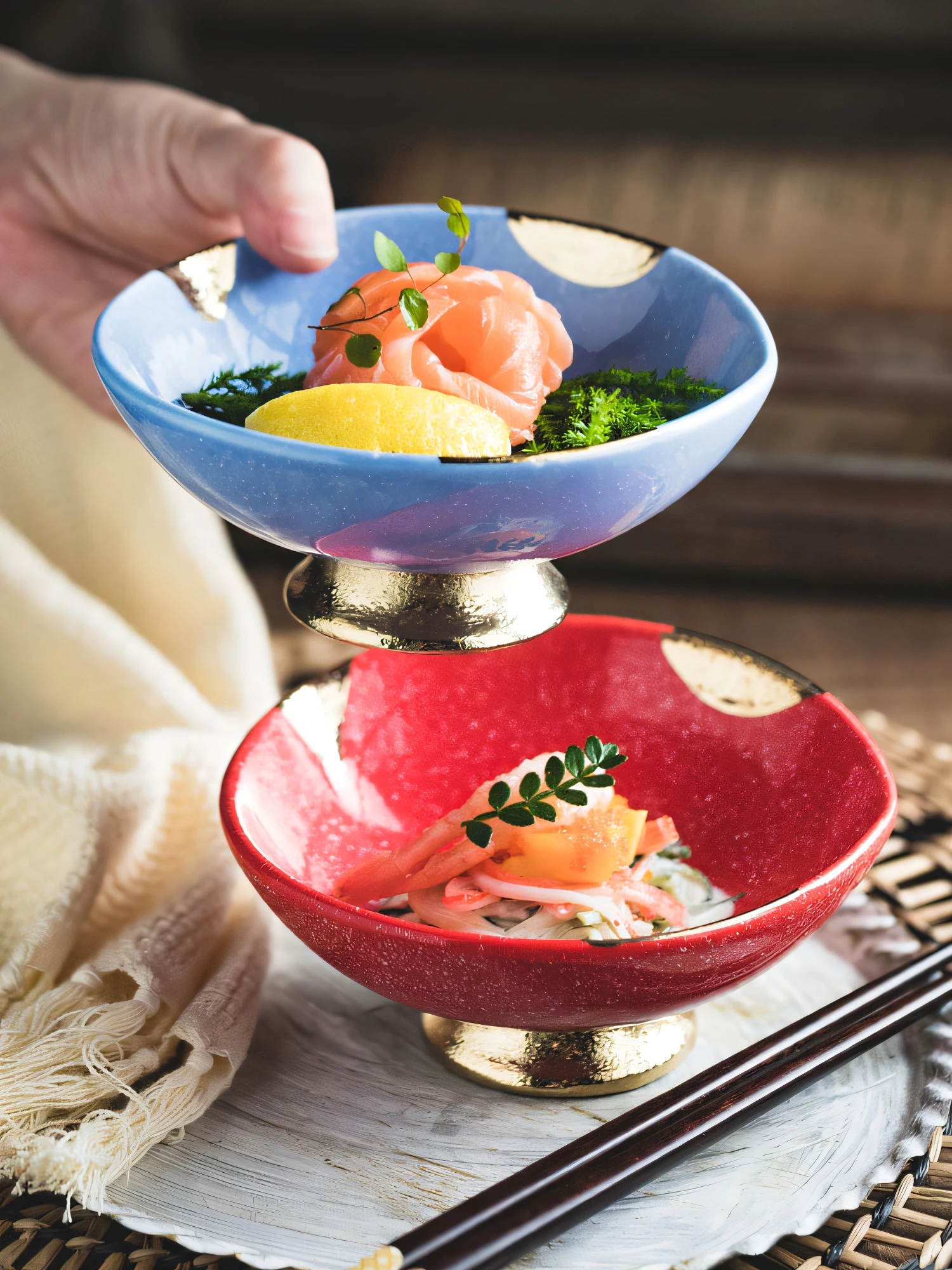 モダンデザインの高脚セラミック刺身皿：和食・前菜用の軽奢感と耐久性を実証