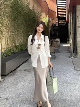 77store ハイウエストサイドスリットフレアスカート【夏用・中丈・体型カバー】