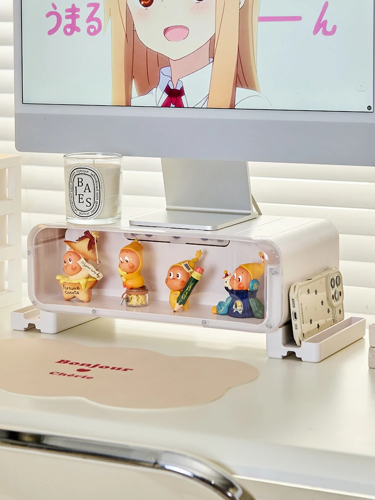 デスクトップ用昇降ラックDF1012：収納ボックスとモニターの効率的配置を実現