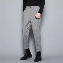 秋冬おすすめ！カジュアルなトリミングデザインのレトロチェック九分丈パンツ【イギリス風・スリムフィット】（セットアップ対応）