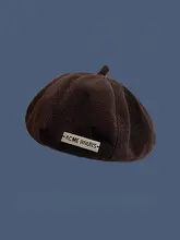 レディース ベレー帽【秋冬用・ヴィンテージスタイル・金属ロゴ・小さめ8角形・パンプキンシェイプ】