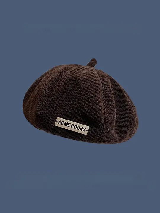 レディース ベレー帽【秋冬用・ヴィンテージスタイル・金属ロゴ・小さめ8角形・パンプキンシェイプ】