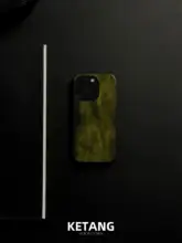 新中式デザインのiPhone用ケース【松茶青・防滑・全包型・ガラス製】