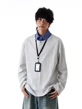 アメリカンビンテージ風ポロシャツ【春秋用・長袖・ゆったりフィット・カジュアル】（セットアップ対応）