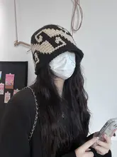 おしゃれなニット帽【韓国風・ブロックカラー・女性用・秋冬用】