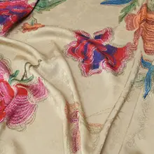 デジタルプリント牡丹柄素材の旗袍風ドレス【サテン生地・ルームウエアに最適】