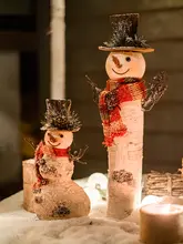 北欧風クリスマス装飾用サンタクロースと雪だるまのウッドフィギュア