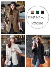 米白色の春秋用女性用ジャケット【カジュアルスタイル・中長丈・大きいサイズ】