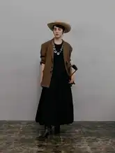 春用 テンセルコットン製 シンプルデザインのアウターコート【ビンテージスタイル・肩幅広め】