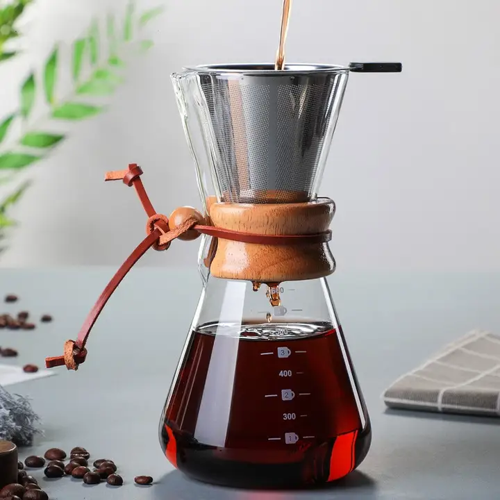 家庭用 手摘みコーヒー用ガラスポット【雲朵ポット・コーヒーシェアポット・V60フィルターカップ・アイスブリュー用ポット】（セットアップ対応）