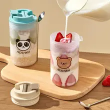 オートミール 朝食カップ 子供 用 実用的 密閉 蓋付き サラダ 材質 ユニークデザイン 持ち運びやすい