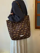 レトロな花柄トートバッグ【大容量・両面使用・シングルショルダー・通勤・買い物用】