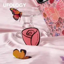 スマホリング 回転 伸縮 折りたたみ 粘着式 チューリップ 蝶々 少女 春 花柄 女性向け「Ufology」
