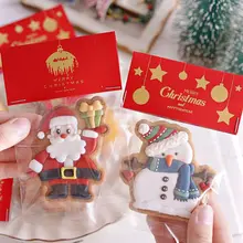 ヘッダーカード 箔押し ビーズ装飾 赤 クッキー 菓子 ラッピング クリスマス おしゃれ