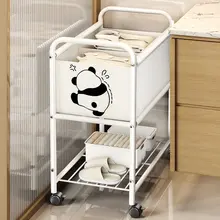 隙間用洗濯物収納バスケット【分割収納・キャスター付き・浴室用】