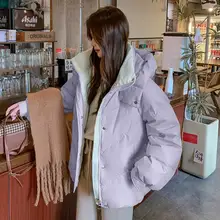 冬用 レディース フード付き 厚手コットンジャケット【ゆったりシルエット・ショート丈】