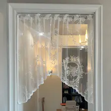 フランス風 バタフライレース トライアングルカーテン【半カーテン・キッチン・寝室用】