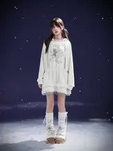 SagiDolls フーディー付きカジュアルワンピース【白色・フラワープリント・フィット】