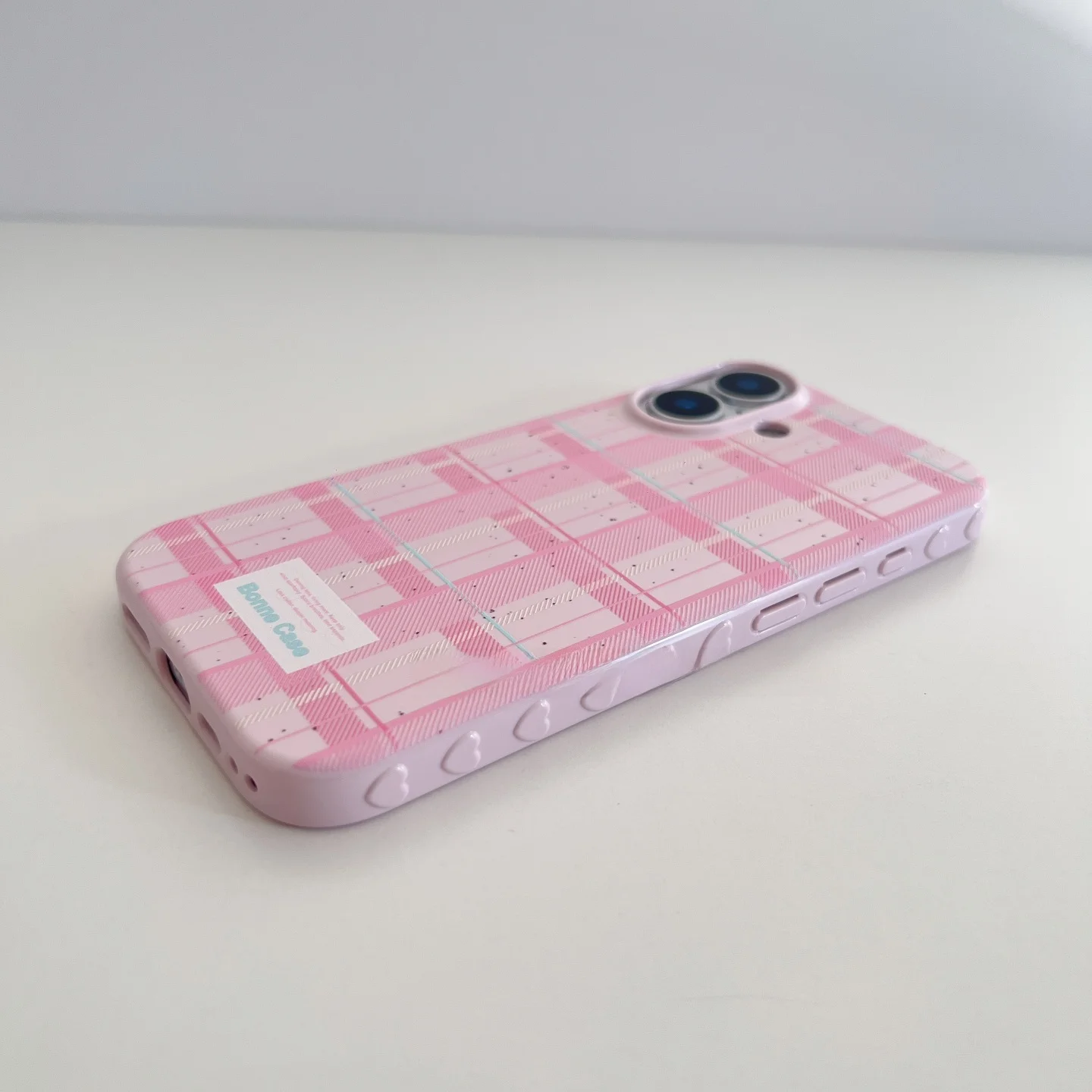 スマホカバー チェキ：水彩風ピンクチェックソフトケースの保護性能と実用性