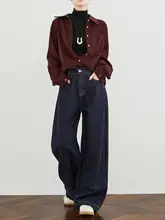 高腰のストレートデニムパンツ【ビンテージスタイル・フィット・春秋用】