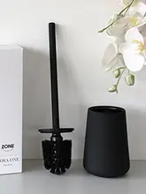 北欧風シンプル陶器製トイレブラシ【カラフル・フタ付き・穴あけ不要】