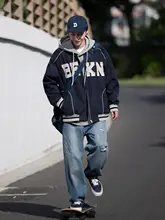 デニムパンツ メンズ ウォッシュ加工 ダメージ加工 ストレート ルーズシルエット シティボーイ ストリート ヴィンテージ「Bellken」