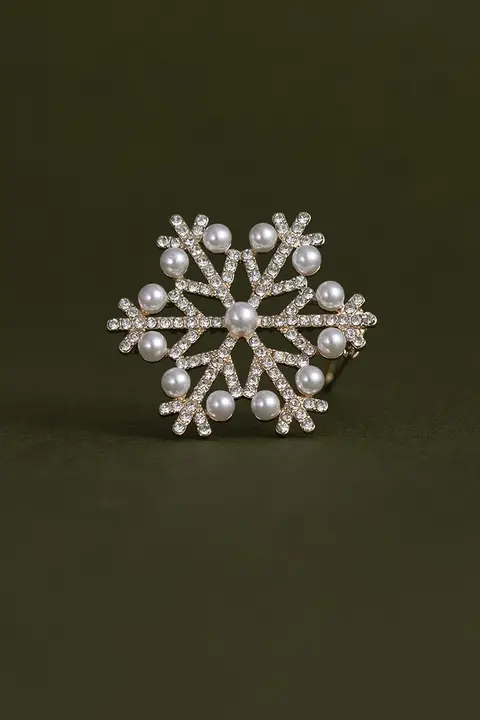 雪の結晶デザインのバレッタ【フランス風・サイドクリップ・後頭部用】