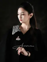 フルダイヤモンド装飾の妖精デザイン925銀ブローチ