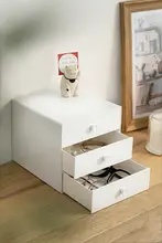 デスク用多層収納ボックス【文房具・化粧品整理ラック】（セットアップ対応）