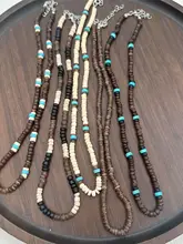 ボヘミアンスタイルのココナッツシェルとウッドビーズのネックレス【ファッション・ユニセックス・レトロデザイン】