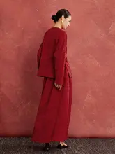 エレガントなデザイン！春秋用テキスタイルスカート【ウエストゴム・ひざ丈・フレア】（セットアップ対応）