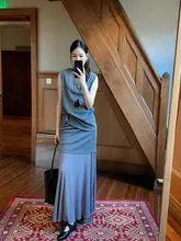 春夏新作 無地ノースリーブトップスとフリルスカート【軽やかな透け感・女性用】（セットアップ対応）