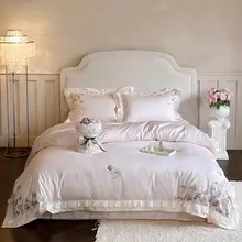 レース刺繍デザインの全棉4点セットベッドリネン【プリンセススタイル・100番手長綿使用】