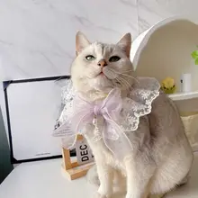 レース付きフラワープリントペットエプロン【蝶結び・通気性・猫用・犬用】