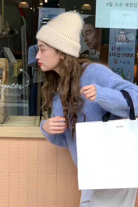 ニット帽 レディース スローーニー ホワイト モヘア風 防寒 秋冬