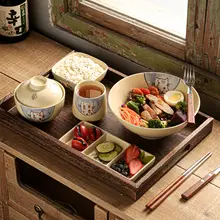 木製トレイと陶器のどんぶり・皿のセット【洗練されたデザイン・個別盛り】（セットアップ対応）