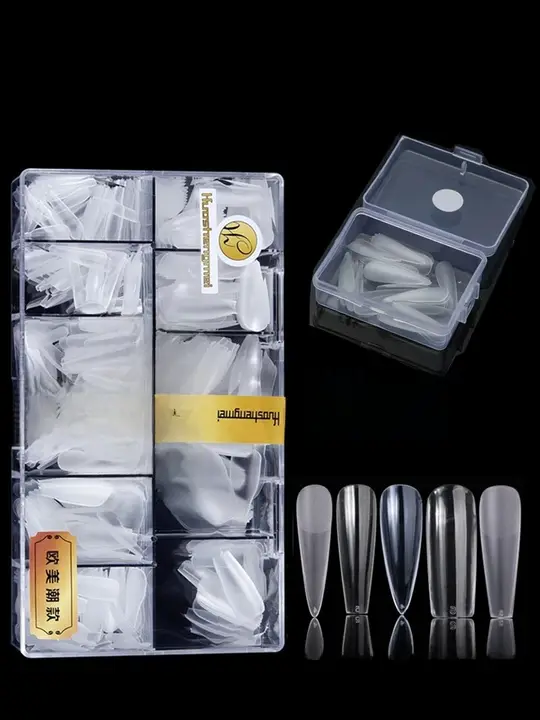 高品質ネイルチップ 09号【尖形・梯形・全半両用・透明・マット仕上げ】
