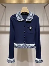 チェック柄のコーディガン【学院風・ニット・重ね着風】（セットアップ対応）