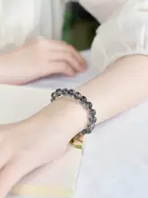 天然黒髪晶ブレスレット【男女兼用・水晶・ブラジル産】