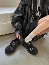 イギリス風の厚底マジックテープローファーシューズ【軽量・万能デザイン・女性用】（セットアップ対応）