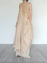 個性的なデザイン！大きなスカートのレ�トログラデーションキャミソールワンピース