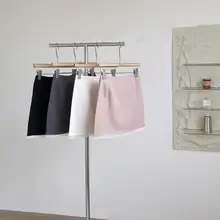 レースフリルピンクのハイウエストスカート【夏用・透け防止・女性用】