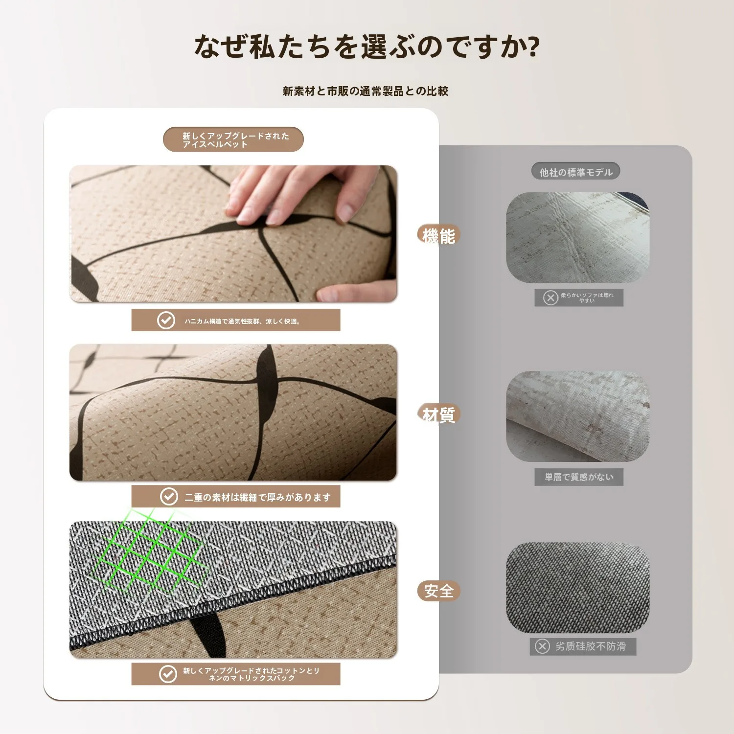   夏用ラグを大きく選ぶなら、涼感と耐久性のバランスが鍵！