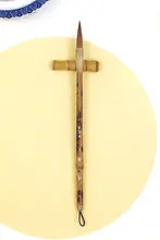 手作り毛筆【狼毛85%・グラデーション模様・花の牛角・中楷書・行草書用】